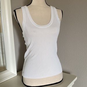 Zara Women’s White Sleeveless T-shirt Top Sz Medium Stretch Ribbed